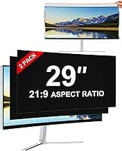 [2-Pack] Privacy Screen For Computer Monitor, 29-Inch 21:9 Aspect Ratio; Anti Spy/Bule Light/Glare And Eye Protection, 2 Install Ways Removable For Office, Airport, Cafe And Other Public Area; Diagonal 29 Inches, Width 26.66 Inches, Height 11.42 Inches