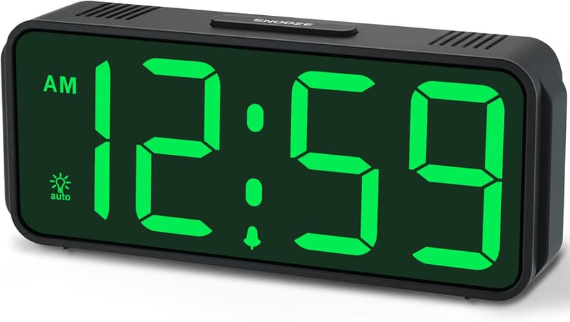 Peakeep Small Battery Powered Digital Alarm Clocks for Bedrooms Bedside, Cordless Tiny Travel Portable Desk Clock, Large Numbers Auto Dimmable, LED Display 4 Dimmers, 5 Alarm Volumes