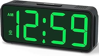 Peakeep Small Battery Powered Digital Alarm Clocks for Bedrooms Bedside, Cordless Tiny Travel Portable Desk Clock, Large Numbers Auto Dimmable, LED Display 4 Dimmers, 5 Alarm Volumes