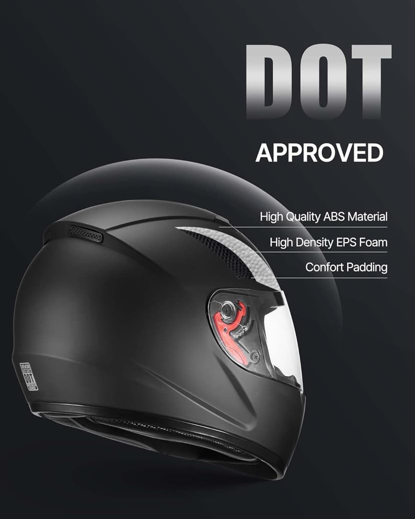 VEVOR Full Face Motorcycle Helmet DOT Approved, Dual Visor & Interchangeable Lens, Smart Street ABS Helmet Comfortable Motocross Helmet, Fit for Youth & Adults