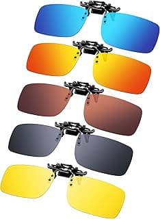 Frienda 5 Pairs Polarized Clip On Sunglasses Rimless Flip Up Anti Glare Driving Glasses