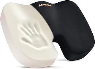 SAIREIDER Office Chair Cushion, Car Seat Cushion, Memory Foam Coccyx Cushion Pads for Tailbone Pain, Sciatica Relief Pillow, Correct Sitting Posture (Black)