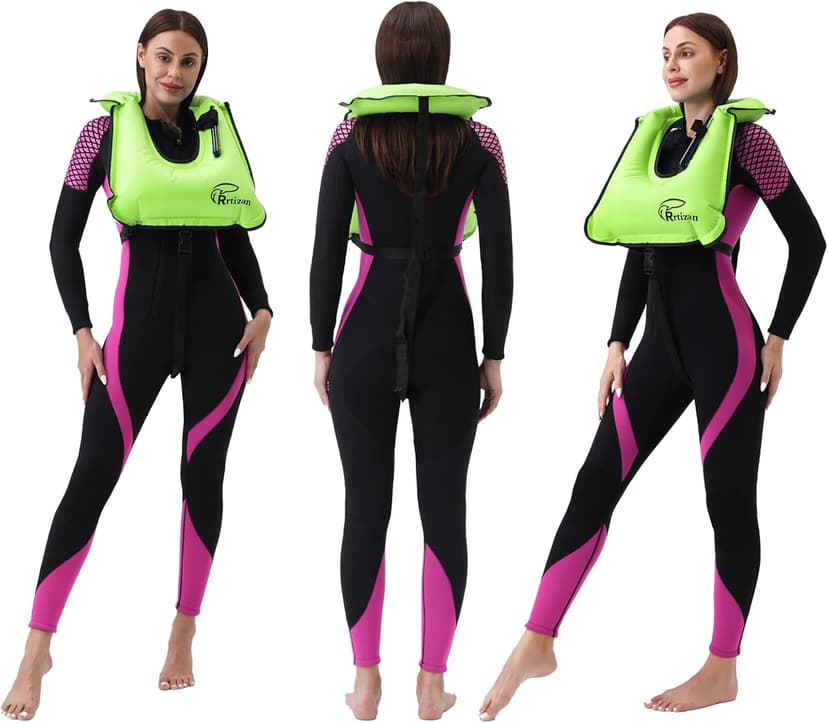Rrtizan Snorkel Vest, Adults Portable Inflatable Swim Vest Jackets for Snorkeling Swimming Diving Safety Load up to 220 Ibs