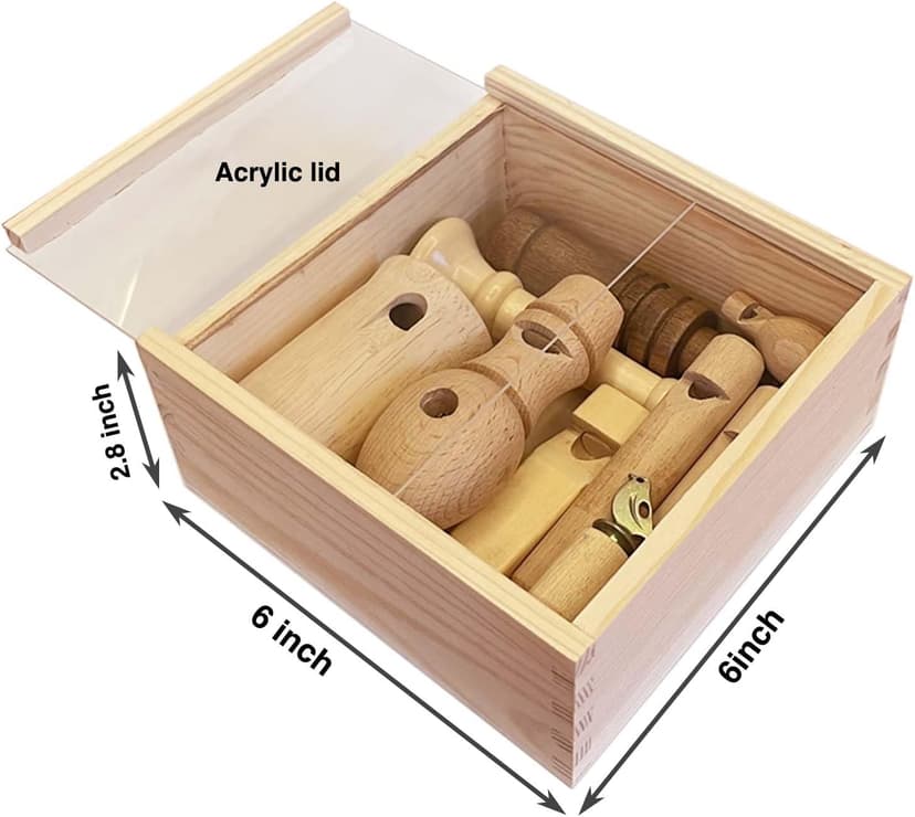 ZDH 9-Piece Wooden Bird Call Set – Handcrafted Bird-Call in Acrylic Wooden Box for Birdwatchers, Nature Lovers, Outdoor Exploration & Education All