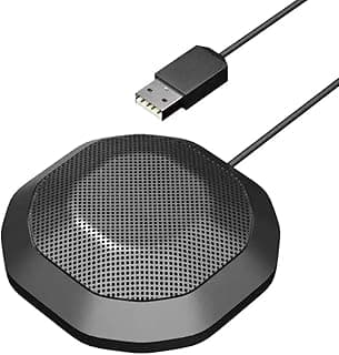 360° Conference USB Microphone for Desktop No Speaker, USB Computer PC Mic, Noise-Canceling Technology, Recording, Skype, Online Class, Court Reporter, Plug & Play, Compatible with Windows & MacOS