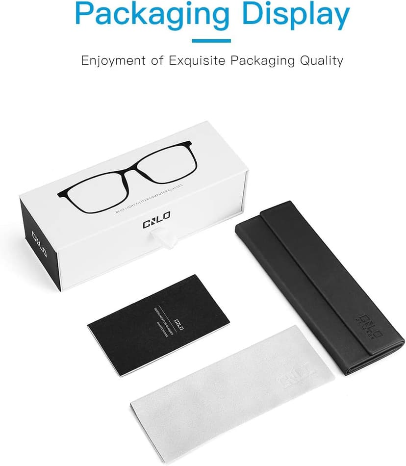 CNLO Blue Light Blocking Glasses,Computer Glasses,Anti Eyestrain, Lightweight Frame Eyeglasses,Men/Women… (Crystal)