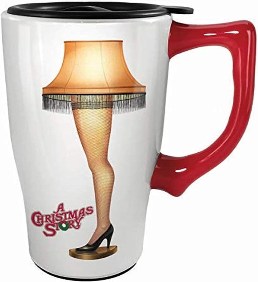 Spoontiques - 12815 Spoontiques A Christmas Story Leg Lamp Ceramic Travel Mug, 18 ounces, White