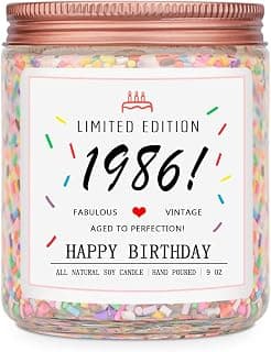 40th Birthday Decorations, 40 Year Old Birthday Gifts for Friend, Sister, Wife, Creamy Vanilla with Sprinkles Homsolver 40th Birthday Gifts for Women Ideas, 1986 Limited Edition Candle B0G1YLJYH8