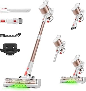 Honki Cordless Vacuum Cleaner, 500W/40Kpa Vacuum Cleaners for Home, Stick Vacuum Cordless with LED Display, Anti-Tangle & Wall Mount, 8 in 1 Lightweight Vacuum for Hard Floors Pet Hair(Gold)