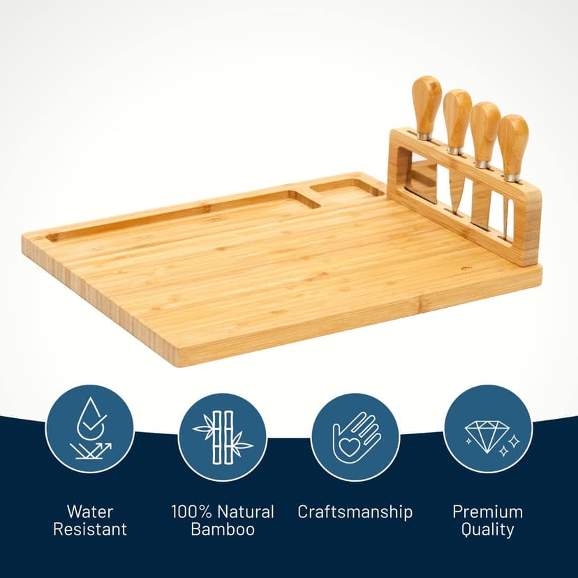 RoyalHouse Bamboo Cheese Board and Charcuterie Boards Set & Serving Tray for Meat, and Wine - Birthday Gifts for Women, Wedding Gifts for Couples 2025, Bridal Shower, Housewarming Gifts New Home