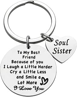 iJuqi Soul Sister Keychain Gift for Best Friends - Birthday and Christmas Gifts for Women
