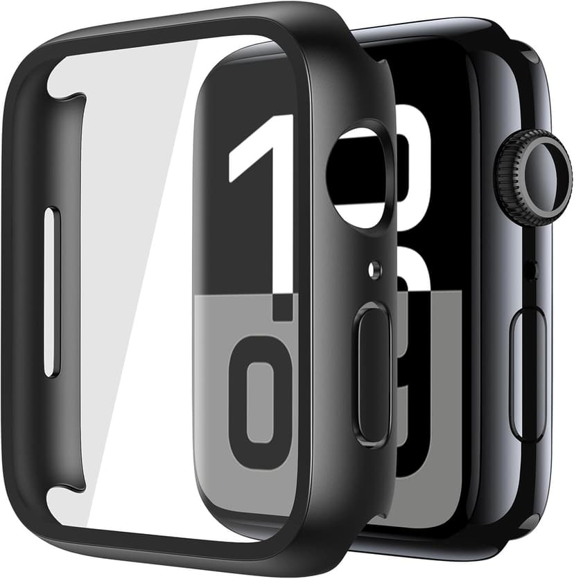Misxi 2 Pack Tempered Glass Case Compatible for Apple Watch Series 11 (2025) Series 10 42mm, Hard PC Screen Protector Overall Protection Ultra-Thin Lightweight Scratch-Resistant Cover for iWatch, Black