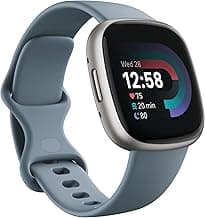 Fitbit Versa 4 Fitness Smartwatch with Daily Readiness, GPS, 24/7 Heart Rate, 40+ Exercise Modes, Sleep Tracking and more, Waterfall Blue/Platinum, One Size (S & L Bands Included)