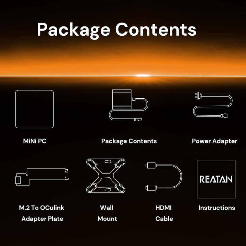 Reatan AI Oculink Mini Barebone PC AMD Ryzen 7 255 (8C/16T Upgraded 8745HS) Radeon 780M NO SSD & NO RAM & NO OS 8K Quad-Screen Display Desktop Gaming Mini Computers WiFi 7 BT:5.4 Built-in Speaker