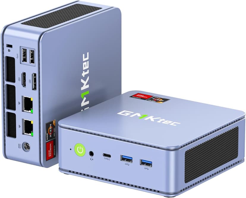 GMKtec M5 Ultra Gaming Mini PC Ryzen 7 7730U (Upgraded 7430U/ 5825U), 32GB RAM 512GB SSD Dual NIC LAN 2.5GbE Desktop Computers, Triple 4K Display, WiFi 6E, USB-C, BT 5.2, DP, HDMI 2.0 Blue