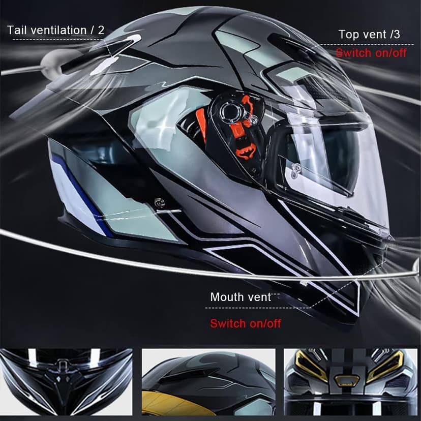 Full Face Motorcycle Helmet, DOT Approved, ABS Shell, Graffiti & Handprint Art Graphic Design, for Men Women and Youth