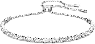 Swarovski Matrix Tennis Soft Bracelet, Round Cut Clear Crystals, Rhodium and Rose Gold-Tone Finishes