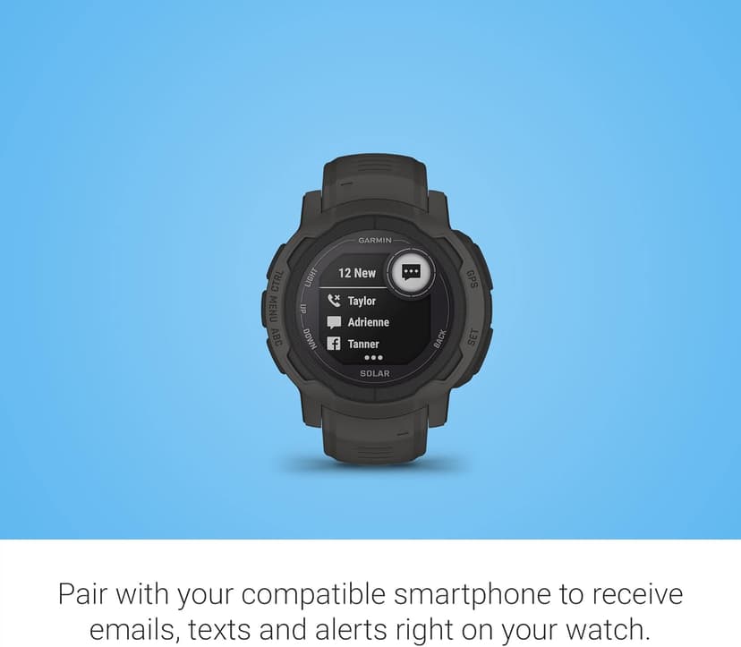 Garmin Garmin Instinct 2 Solar, Smaller-Sized Rugged Outdoor Watch with GPS, with Solar Charging Capabilities, Built for All Elements, Multi-GNSS Support, Tracback Routing and More, Graphite