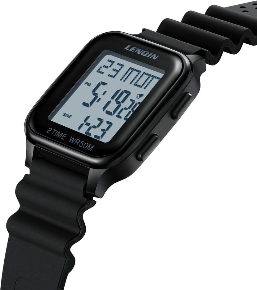 LN LENQIN Mens Digital Watch Ultra Thin Minimalist Sports Waterproof Digital Watches Men Outdoor Wrist Watch for Men with LED Backlight Timer Alarm Date