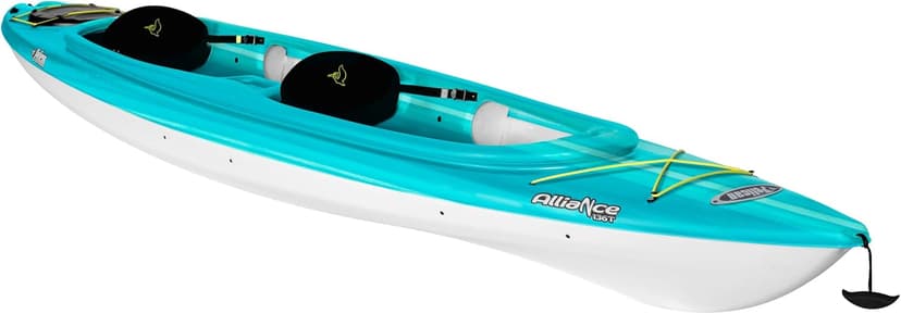 Pelican Alliance 136T - Recreational Sit in Kayak - Fade Turquoise White - Lightweight Patented Ram-X™ Material -Ergobreeze™/Ergoform - 13 ft