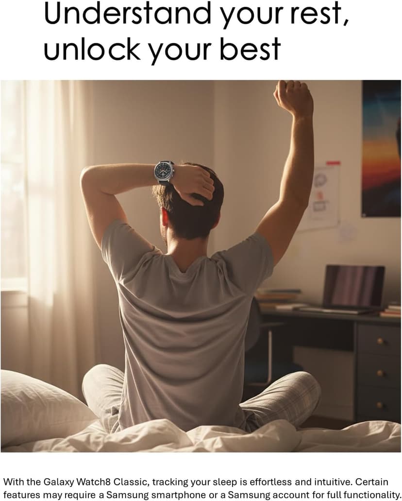 Samsung Galaxy Watch 8 Classic (2025) 46mm LTE Smartwatch – Black | Rotating Bezel, Sleep & Fitness Tracking, Energy Score, Quick Button [US Version] + Extra Sports Band & Screen Protector