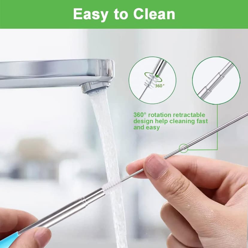 Travel Drinking Straws, Cruise Must Haves, Portable Foldable Stainless Steel Straws with Cases, Silicone Tips for Gifts Kynup Reusable Collapsible Metal Straws, Cruise Ship Essentials (4Pack) B07ZBZ6CCC