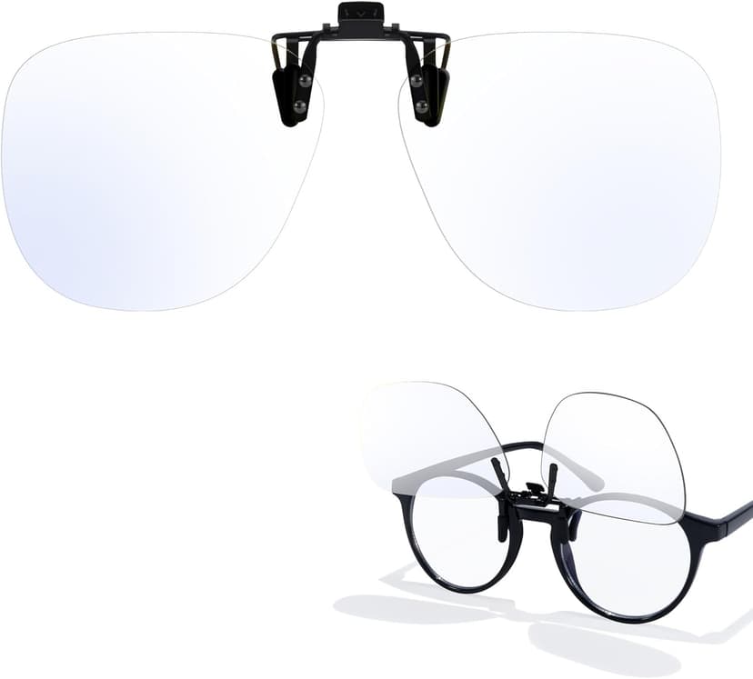 VIEWBETTER Clip On Blue Light Blocking Glasses for Eyes Strain & Light-Sensitive Flip Up Frameless Yellow Lenses BL103Y