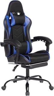 Gaming Chair, Gaming Chairs for Adults Ergonomic Gaming Chair with footrest Video Computer Chair with Headrest and Massage Lumbar Support for Adults, Kids 12+ (Black+Blue-B)
