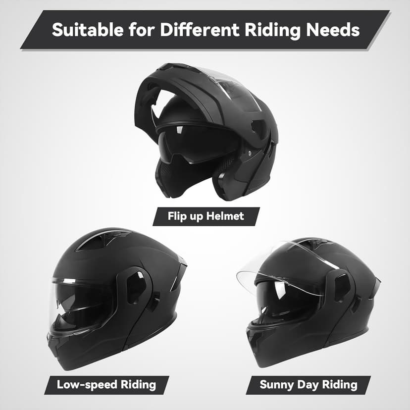 Adult Modular Motorcycle Helmets, DOT Approved Flip up Dual Visor Full Face Helmet for Men Women Moto ATV UTV Snowmobile ADV Four Wheeler Street Bike with Gloves & Mask
