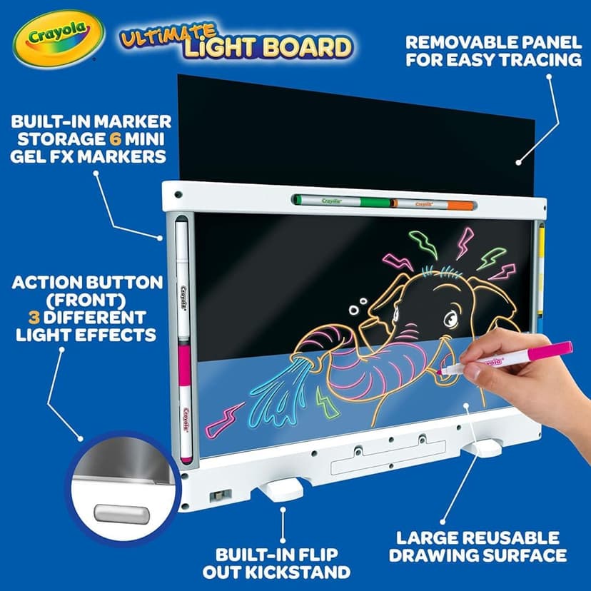 Crayola Ultimate Light Board - White, Kids Drawing Tablet, Holiday & Christmas Gifts, LED Drawing Board, Sketching Art Projector, Toys for Boys & Girls, 6+