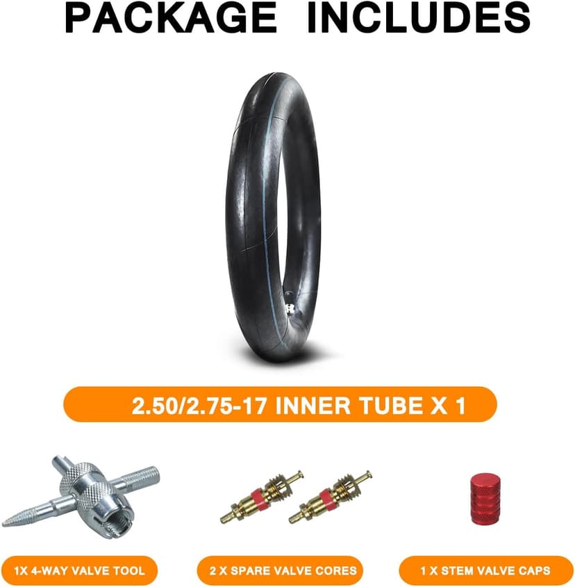 HOLATO Front 70/100-17 2.75-17 Inner Tube for 110cc 125cc KLX125 KLX140 KX85 TTR125 YZ80 YZ85 RM80 CT90 DRZ125 TaoTao DB17 Apollo RFZX18 Coolster Dirt Pit Bike Off Road Motocross Heavy Duty 1 Pack