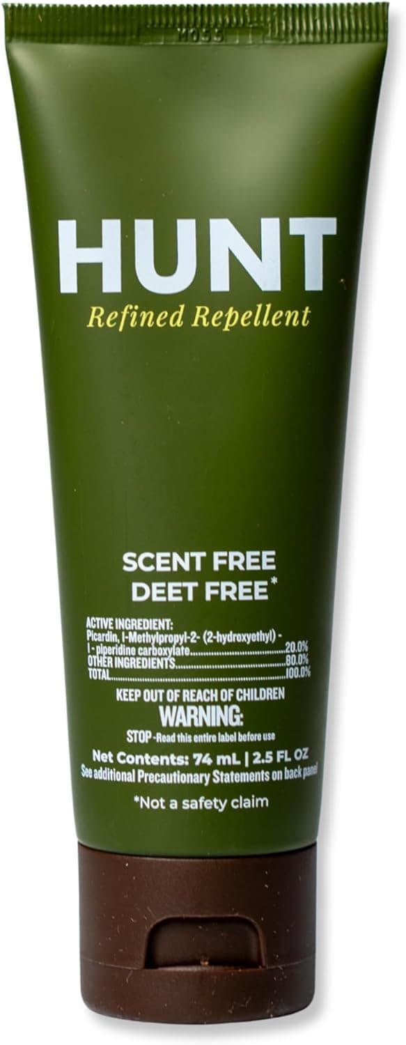 Hunt Insect Repellent Lotion, DEET-Free, Scent-Free, 20% Picaridin, 14-Hour Protection, Non-Greasy, Gun-Safe, Equipment-Safe