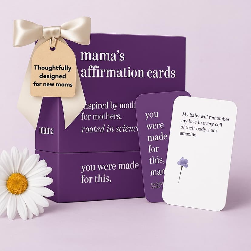 55 New Mom Affirmation Cards – Daily Positive Affirmations for Postpartum Essentials & Pregnancy Must Haves – Thoughtful Gifts for New Moms After Birth – Compact Size, Premium Card Stock & Stand