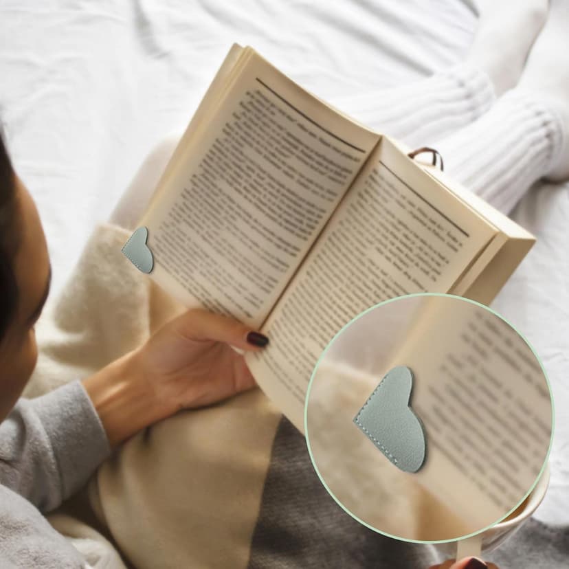 Leather Heart Bookmarks, Wayzton Corner Page Book Accessories for Women, Kids, Cute Handmade Reading Gifts