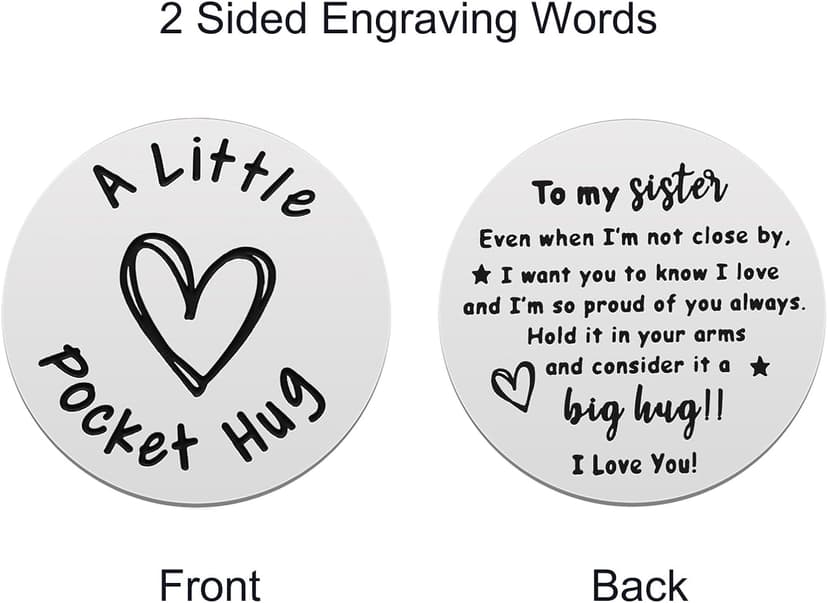 iJuqi Pocket Hug Token Keychain Keepsake Long Distance relationship inspirational Sobriety Gifts for Women Men Double Sided