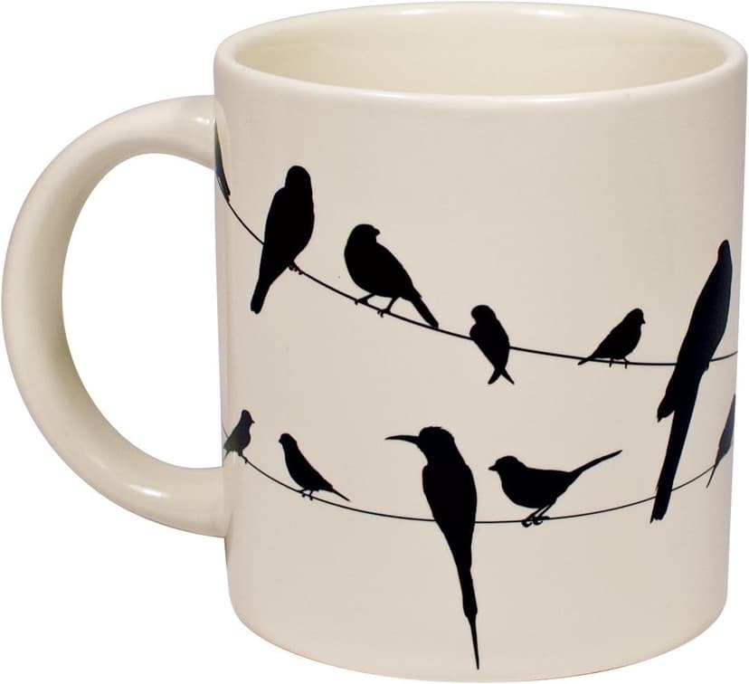 The Unemployed Philosophers Guild Birds on a Wire Heat Changing Mug - Add Coffee and Colorful Birds Appear, Comes in a Fun Box