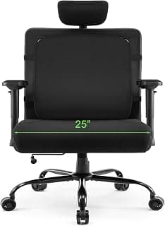 Extra Wide Seat Office Chair for Big and Tall 500lbs, with High Back Adjustable Headrest Lumbar Support Arms Wheels Heavy Duty (Breathable Fabric Seat)