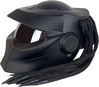 Motorbike Full Helmet Flip Up Visor Personalized Helmet with Braids and Warning Lights Modular Motorcycle Helmet for Men Women Motocross Cruiser DOT/ECE Approved