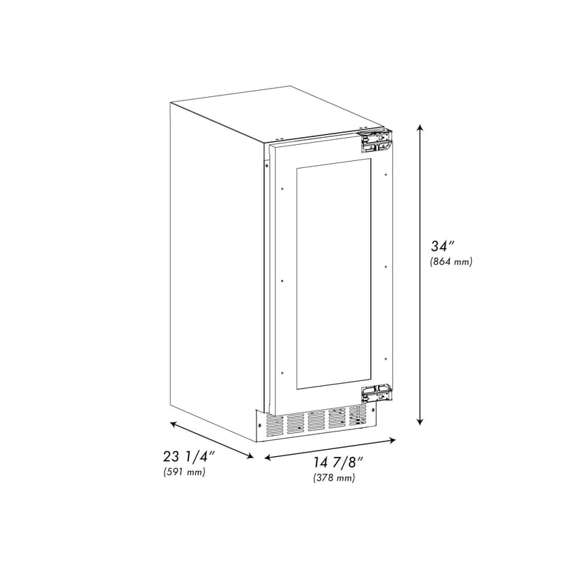 ZLINE Autograph Edition 15 in. Touchstone Clear Cube Ice Maker with Drain Pump and Panel Ready Door with Champagne Bronze Handle (ICCDPZ-15-CB)
