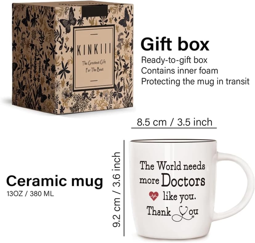 Heart-Warming Thank You Coffee Mug Gift for Doctors, The World Needs More Doctors Like You Inspirational Coffee Mug, Unique Thanksgiving Christmas Gifts for Physicians, Nurses, Veterinarians, 13oz B0G57B2SW9