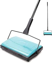 Yocada Carpet Sweeper Cleaner for Home Office Low&Undercoat Carpets Rugs Pet Hair Dust Scraps Paper Small Rubbish Cleaning with a Brush Blue