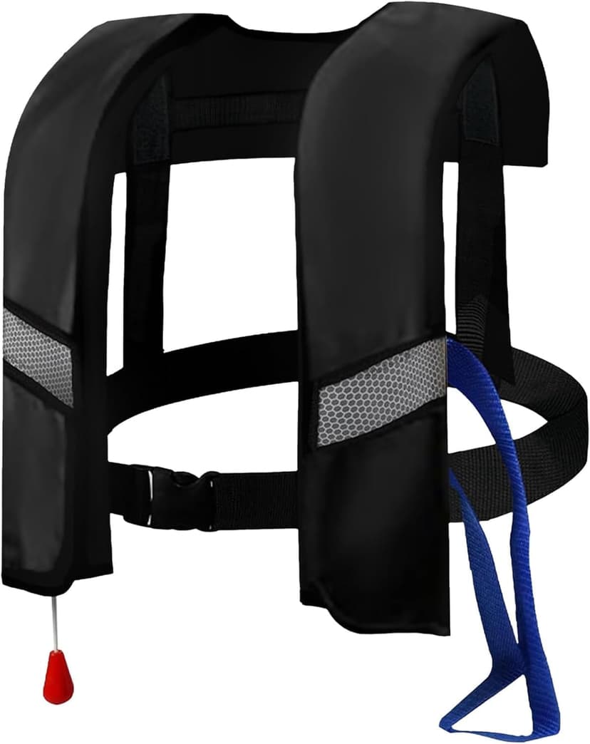 Automatic Inflatable Life Jacket for Adults – Adjustable Buoyancy Vest with Manual Override,Reflective Strips & Safety Whistle for Boating, Kayaking, Surfing & Swimming.