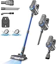 DEVOAC N300 Cordless Vacuum Cleaner, 6 in 1 Lightweight Stick Vacuum, 2200mAh Battery Up to 40mins Runtime, Powerful Handheld Vacuum for Hard Floor Rug Pet Hair Home Dorm (Blue)