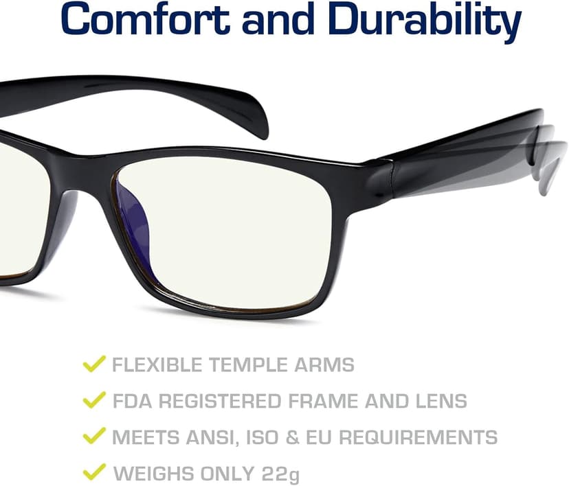 Gamma Ray Computer Blue Light Blocking Gaming Glasses w/Amber Tint and Anti Glare UV Digital Eyestrain
