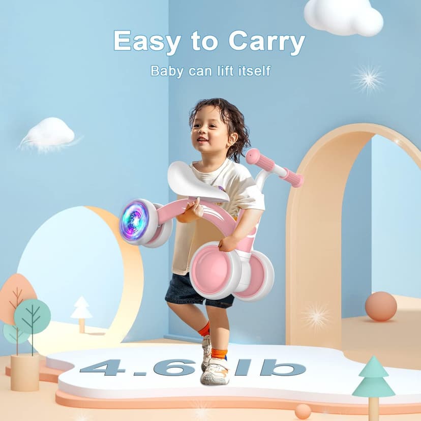 Gamfeiny Colorful Lighting Baby Balance Bike Toys for 1 Year Old Boy Girl Gifts, 10-36 Month Toddler Balance Bike, No Pedal 4 Silence Wheels & Soft Seat First Riding on Toys, 1st Birthday Gifts B0BLMF98S8