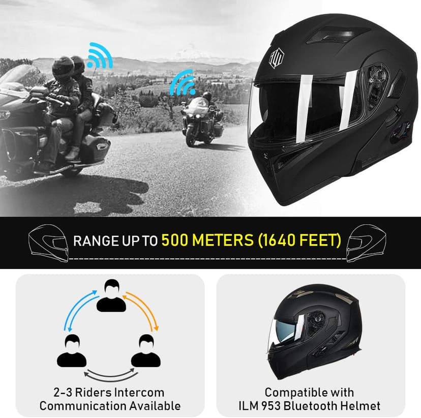 ILM Bluetooth Motorcycle Helmet Modular Flip up Full Face Dual Visor Mp3 Intercom FM Radio DOT Model 902BT/902BT PRO/902BT MAX