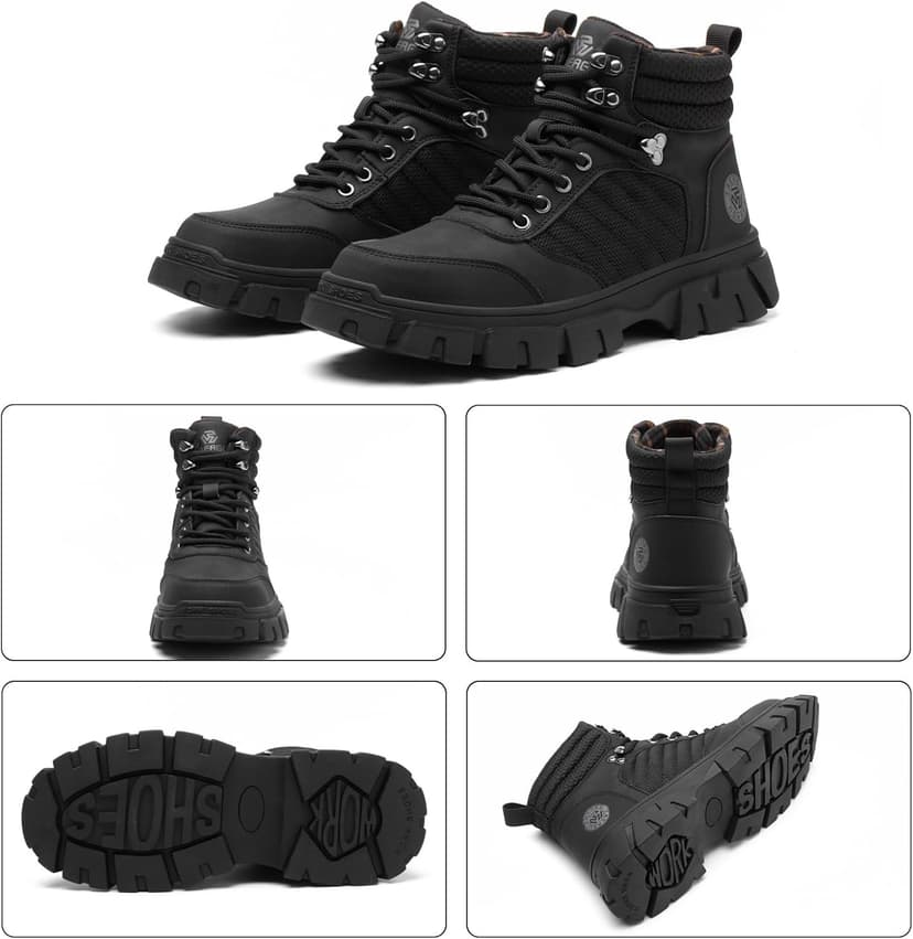 KELODON Waterproof Steel Toe Boots For Men-6 Inch Comfortable Mens Safety Work Boots Indestructible Steel Toe Shoes Lightweight Non Slip Puncture Resistant Industrial Construction Boot