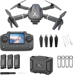 Falcon X 4K Drone - 4K UHD Camera Drone, Built-in Screen Remote Controller, WiFi FPV Foldable Quadcopter for Beginners & Adults, Includes 3 Batteries, SD Card & Reader