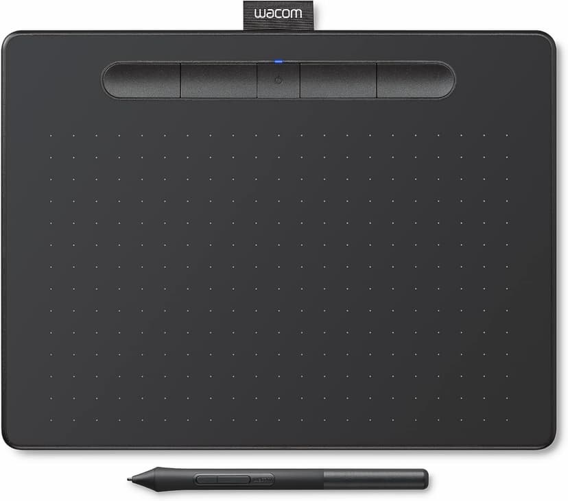 Wacom Intuos Medium Bluetooth Graphics Drawing Tablet, Portable for Teachers, Students and Creators, 4 Customizable ExpressKeys, Compatible with Chromebook Mac OS Android and Windows - Black