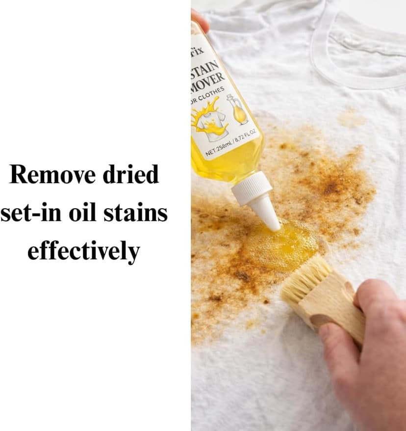 Instant Oil Stain Remover for Clothes (8.72oz) - Fabric Stain Remover For Cooking, Engine, Dried Oil And Grease Stains - Safe for All Fabric Types